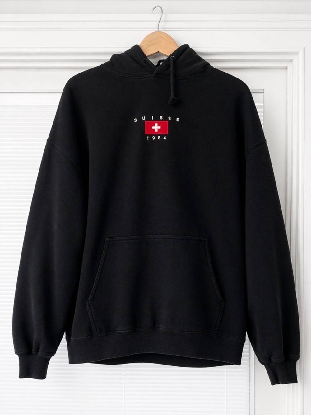 Brandy Melville SUISSE 1984 Black Hoodie Oversized Pullover 🇨🇭